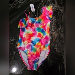 Colorful One-Shoulder Swimsuit. Children Size 5-6. New